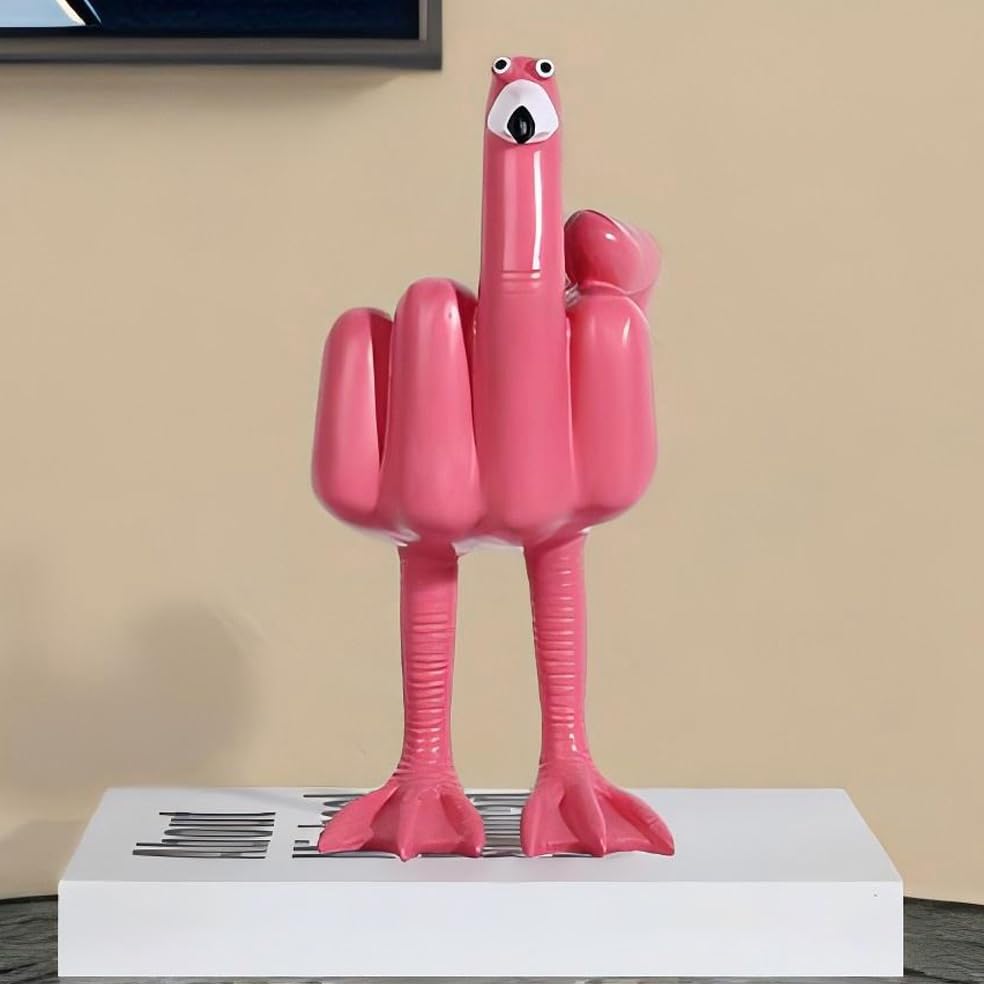 ZXFINTV Funny Middle Finger Gifts，Pink Resin Flamingo Tabletop Decoration，Red Resin Flamingo Desktop Decorations, Quirky Gifts for Family and Friends!