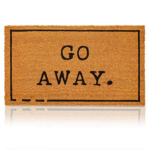 Juvale Go Away Doormat, Funny Front Door Welcome Mat for Outdoor Porch or Patio, Natural Coco Coir (17 x 30 in)