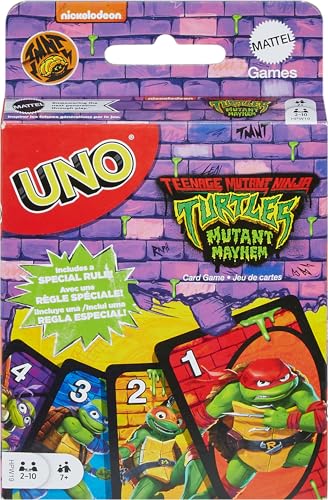 Mattel Games UNO Teenage Mutant Ninja Turtles Mutant Mayhem Card Game for Family Night, Travel & Camping