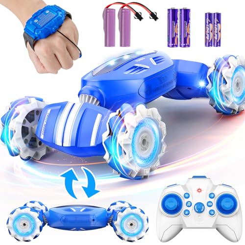 Remote Control Car RC Car, Gesture Sensing RC Stunt Car Boys Toys for 6-8 Years Old, Best Birthday Gifts for Kids, 4WD, 2.4Ghz, 360° Rotating, 2 Control Modes Control Transformer Toys Twist Cars