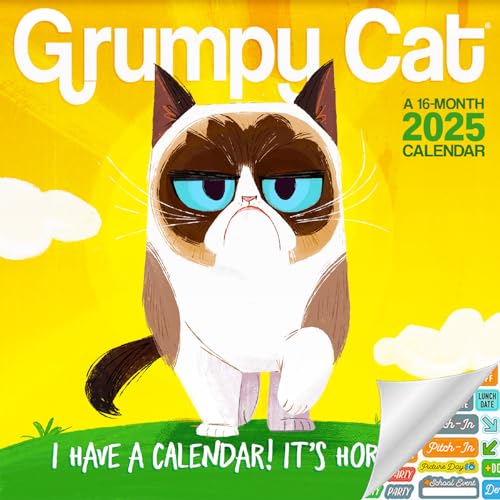 Grumpy Cat Calendar 2025 - Deluxe 2025 Grumpy Cat Mini Calendar Bundle with Over 100 Calendar Stickers (Cat Gifts, Office Supplies)