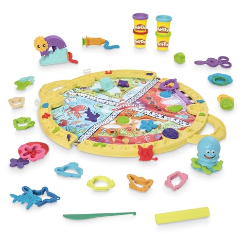 Play-Doh Fold & Go Playmat Starter Set with 19 Accessories, Preschool Toys for 3 Year Old Girls & Boys & Up, Kids Arts & Crafts