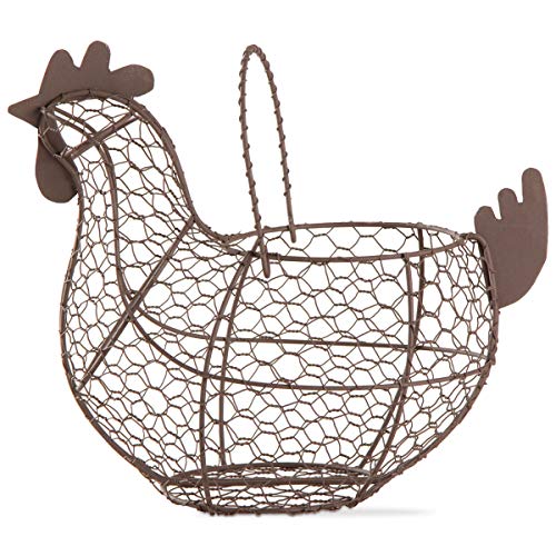 Tag Farmhouse Rustic Vintage Chicken Wire Egg Basket With Handle For Egg Holder Fruit And Kitchen Living Room Home Rooster Decor Decoration Collecting And Countertop Storing Eggs Brown