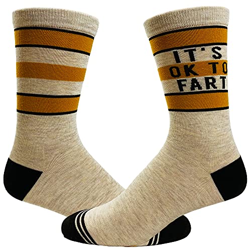 Mens Its Ok To Fart Socks Funny Weird Crazy Farting Sock Dad Joke Gag Gift Unique Novelty Footwear