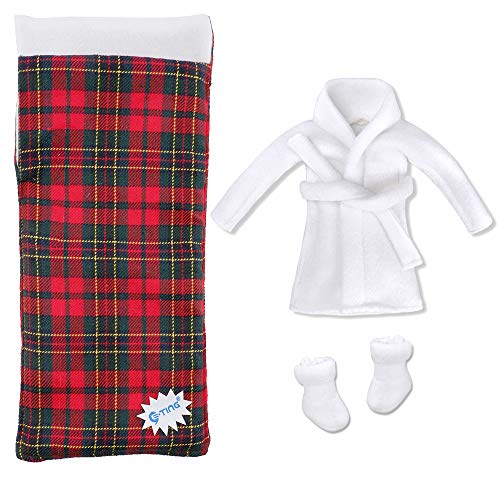 E-TING Santa Clothing Bathrobe Christmas Accessories for elf Doll (White Bathrobe with Sleeping Bag)