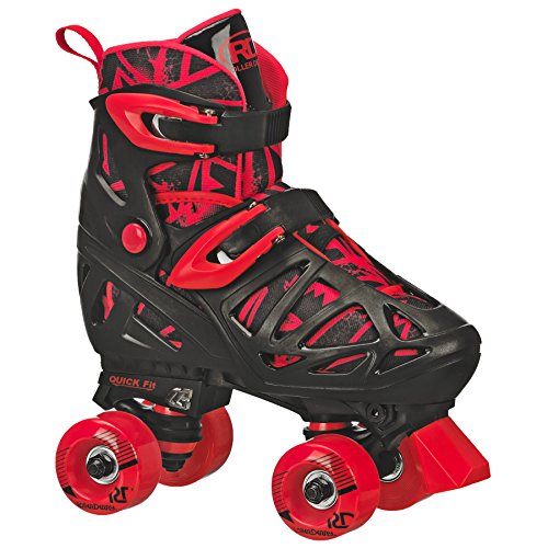 Roller Derby Trac Star Youth Boy's Adjustable Roller Skate Grey/Black/Red Size Medium (12-2)