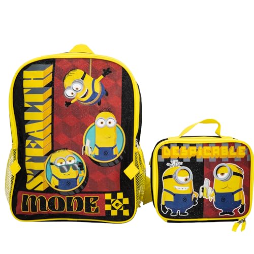 AI ACCESSORY INNOVATIONS Despicable Me 2 Piece Backpack Set, Boys & Girls 16' School Bag, Black