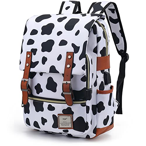 YGR Floral Laptop Backpack for Women, Female, College, Travel, Business, Outdoor Sports, Office, Work (Cow)