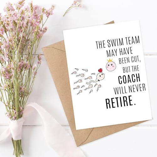 LouiseGifts The Swim Team May Have Been Cut But The Coach Will Never Retire Card - Vasectomy Card - Funny Vasectomy Card- Vasectomy Gift