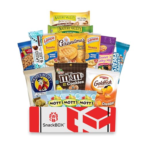 SnackBOX College Snacks BOX Care Package | Variety Pack (15 Count) | Christmas Holiday, Teachers, Back to School, Date Night, College, Gift Baskets, Student, Birthday, Chips, Office, Military, Gift Ideas