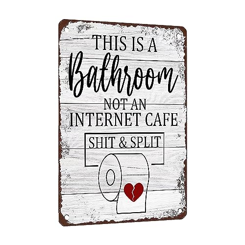 VIVENBOPTI Bathroom Decor Signs Metal Tin Sign Funny Sarcastic Party Wall Art Decor Toilet Signs For Bathroom Door Restroom Door Signs This Is A Bathroom Not An Internet Cafe Sign 12x8 Inches