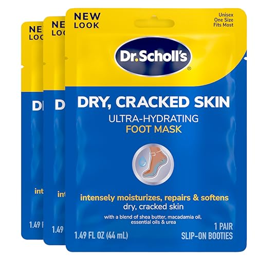 Dr. Scholl's Dry, Cracked Skin, Ultra Hydrating Foot Mask, 3 Pairs Moisturizing Socks: Intensely Moisturizes Repairs and Softens Rough Dry Skin with Urea & Essential Oils for Dry Cracked Feet