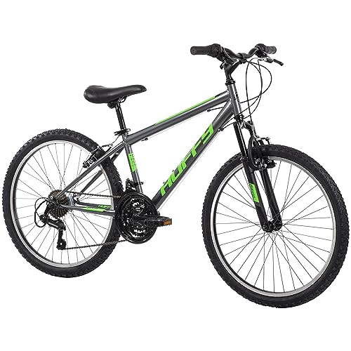 Huffy Stone Mountain Mens 24 Inch Mountain Bike, Charcoal Gloss Frame, 21-Speed Shimano Twist Shifting, Front Suspension, Comfort Saddle | 20'/24'/26' Sizes, 6-21 Speeds, Dual Suspension Available