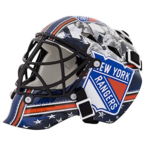 Franklin Sports New York Rangers NHL Team Logo Mini Hockey Goalie Mask with Case - Collectible Goalie Mask with Official NHL Logos and Colors