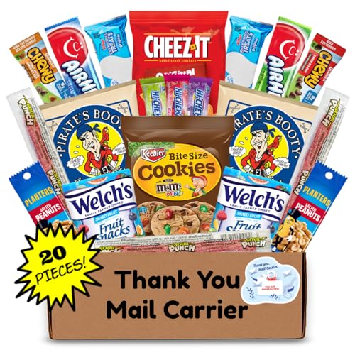 Hangry Kits Postal Worker Gifts For Men & Women - Send a Mail Carrier Gift Basket Care Package To A Friend, Co-Worker or Loved One. Variety Of Snacks for a Mail Man