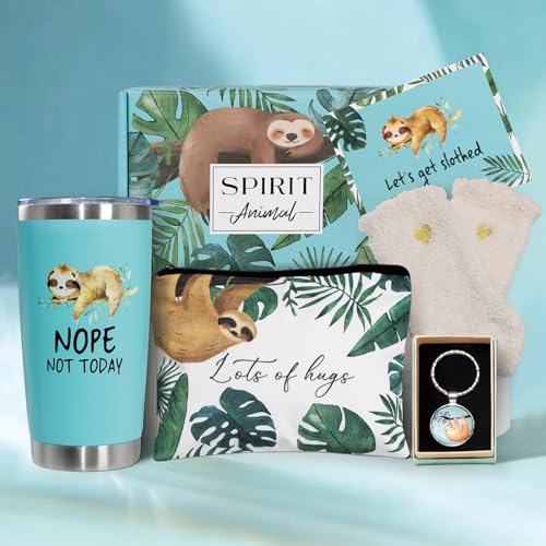 Sloth Gifts Set for Women, Birthday Gifts Set for Women, Sloth Gifts for Girls, Sloth Gifts for Women Unique Sloth Stuff for Friends/Teacher/Girlfriend with Tumbler Cup (SLOTH GIFTS-GREEN)