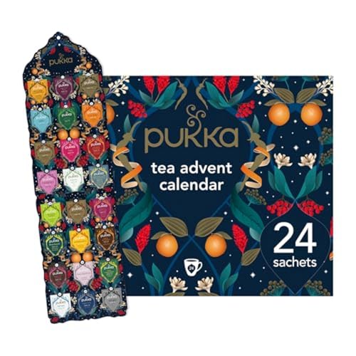 Pukka | Advent Calendar 2024 Organic Tea | Selection of 24 Delightful Black/Green Teas and Infusions | Christmas Gift Idea for Men and Women 100% Organic