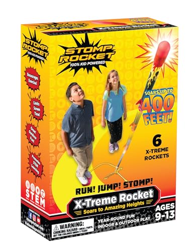 Stomp Rocket Super High-Performance X-Treme Rocket Launcher for Kids Soars Up to 400 Feet - 6 Rockets - Fun Outdoor Toys for Boys & Girls - STEM Foam Blaster - Ages 9 and Up