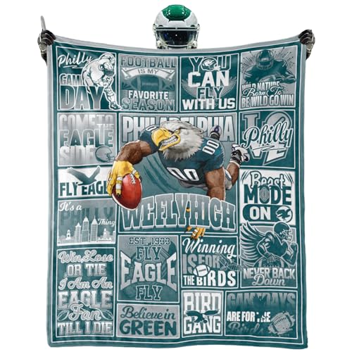 Blanket Football Fan Gifts for Men Women Football Style Throw Blanket Flannel Super Cozy Soft Living Room 60' x 50'.