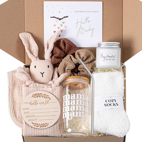 New Mom Gifts & Baby Shower Gifts for Girls Boys, 7-Piece New Mom Gift Basket After Birth, Pregnancy Gifts for First-Time Moms, Expecting Mom - New Mom Care Package After Baby, Postpartum Gifts