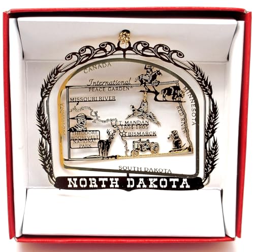 North Dakota State Brass Ornament Souvenir Gift