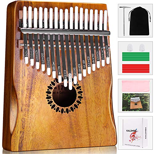 Newlam Kalimba Thumb Piano 17 Keys, Portable Mbira Finger Piano Gifts for Kids and Adults Beginners Wood