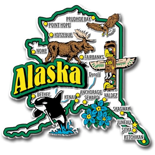 Alaska Jumbo State Magnet by Classic Magnets, 3.8' x 3.7', Collectible Souvenirs Made in The USA