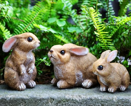 LEGIFO Bunny Decor Yard Decorations Outdoor Set of 3, Bunny Decorations for Home Garden Outdoor Statues, Easter Rabbit Figurines mom Gifts