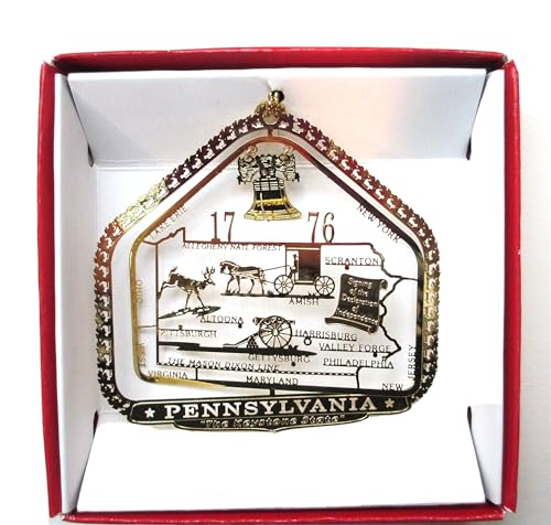 Pennsylvania State Brass Christmas Ornament Souvenir Gift