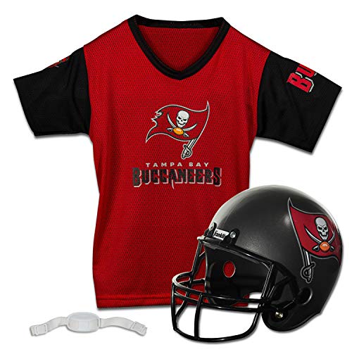 Franklin Sports NFL Tampa Bay Buccaneers Kids Football Helmet and Jersey Set - Youth Football Uniform Costume - Helmet, Jersey, Chinstrap - Youth M