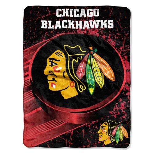 Northwest Officially Licensed NHL Chicago Blackhawks 'Ice Dash' Micro Raschel Throw Blanket, 46' x 60', Multi Color