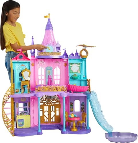 Mattel Disney Princess Toys, Ultimate Castle Doll House with Lights & Sounds, 3 Levels, 25+ Furniture Play Pieces & Accessories, 4 ft Tall