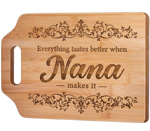 AceThrills Nana Gifts - Engraved Bamboo Cutting Board 12.3'L x 8.7'W x 0.4'Th - Nana Christmas Birthday Gifts for Nana, Nana Gifts from Grandkids