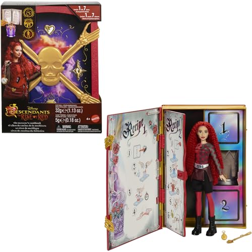 Mattel Disney Descendants: The Rise of Red Doll & Playset, The Sorcerer’s Cookbook with Red, Daughter of Queen of Hearts, Mix for Slime & Surprises