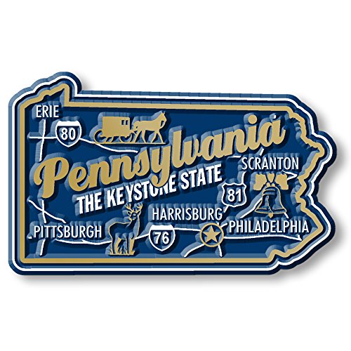 Pennsylvania Premium State Magnet by Classic Magnets, 2.7' x 1.7', Collectible Souvenirs Made in The USA