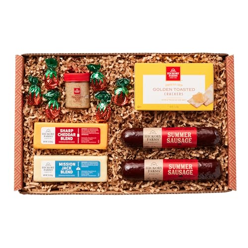 Hickory Farms Farmhouse Sausage & Cheese Medium Gift Box - Gourmet Food Gift Basket | Charcuterie Board Food - Meat and Cheese | Christmas Gift Basket | Father's Day Gift Basket | Holiday Gift Basket | Housewarming Gift | Perfect For Family, Birthday, Sympathy, Congratulations Gifts, Retirement, Thinking of You, Corporate Gifts