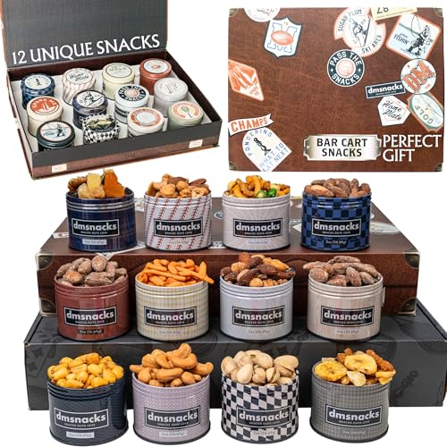 Ultimate Snack Box, Care Package, Gift Basket - Unique Tins of Assorted Nuts, Snacks in Stunning Case - Great Birthday Gift for Men, Women, Dad, Friends, Family - Food Snack Box