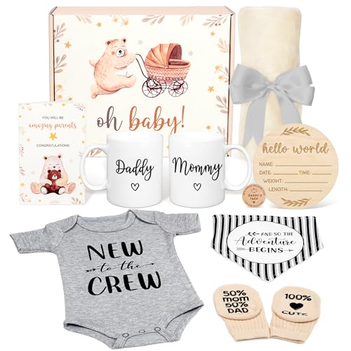 New Parents Gifts for Couples 2024 2025, Pregnancy Gifts for New Mom and Dad, First Time Mom Gifts Basket, Expecting Parents to Be Gift for Baby Shower, Gender Reveal