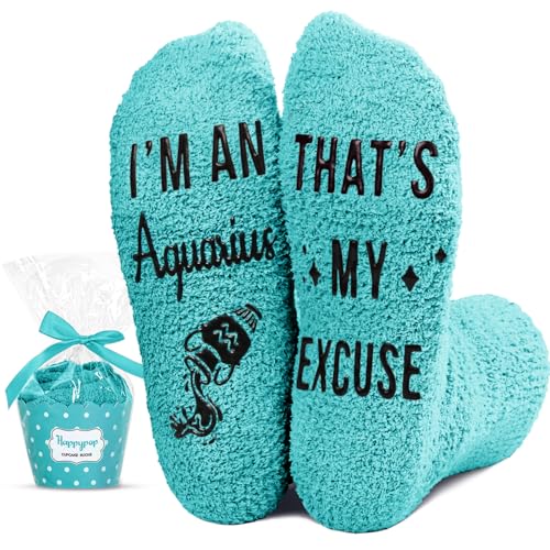 HAPPYPOP Aquarius Gifts Aquarius Socks for Women - Zodiac Gifts for Teen Girls, January February Birthday Gifts, Green