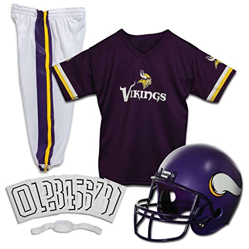 Franklin Sports Minnesota Vikings Kids Football Uniform Set - NFL Youth Football Costume for Boys & Girls - Set Includes Helmet, Jersey & Pants - Medium