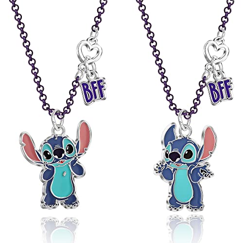 Disney Stitch BFF Necklace Set of 2 Official License, Best Friends Necklaces with BFF Charm and Stitch Pendant