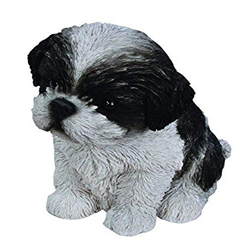 Hi-Line Sitting Shih Tzu Puppy Figurine Black/White