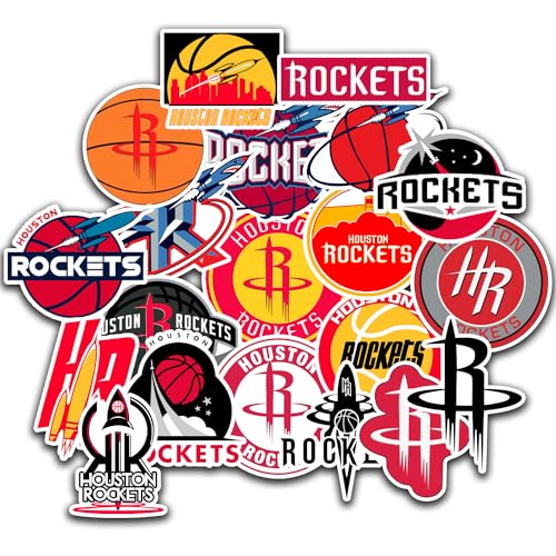 25 PCS Houston American Rockets Basketball Stickers for Water Bottle, Laptop, Bicycle, Computer, Motorcycle, Travel Case, Car Decal Decoration Sticker