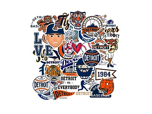 37 PCS of Detroit American Tigers Baseball Stickers for Water Bottle, Laptop, Bicycle, Computer, Motorcycle, Travel Case, Car Decal Decoration Sticker