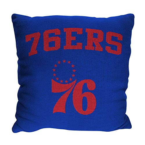 Northwest NBA Decorative Basketball Throw Pillow - Premium Poly-Spandex - 14'x14' - Home Decor with a Stylish Pillow (Philadelphia 76ers - Blue)