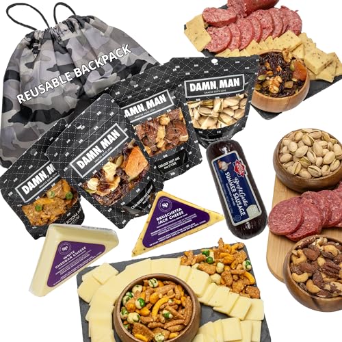 Ultimate Food Gift Basket for Men - Over 2 lbs of Cheese, Sausage, Mixed Nuts, Great for Birthday, Care Package, Unique Charcuterie Meat and Cheese Food Gift Box