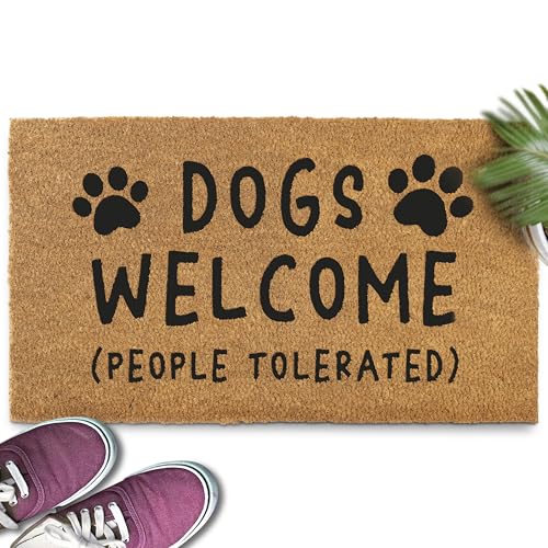 Dogs Welcome People Tolerated Door Mat 30x17 Inch, Funny Dog Doormat, Welcome Mat Dog, Hope You Like Dogs Doormat, Dog Welcome Coir Mat, Dog Welcome Mat Front Door, Dog Front Door Mat, Dog Mat