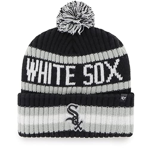 '47 MLB Unisex-Adult Primary Logo Bering Cuffed Knit Pom Beanie Hat (Chicago White Sox), One Size