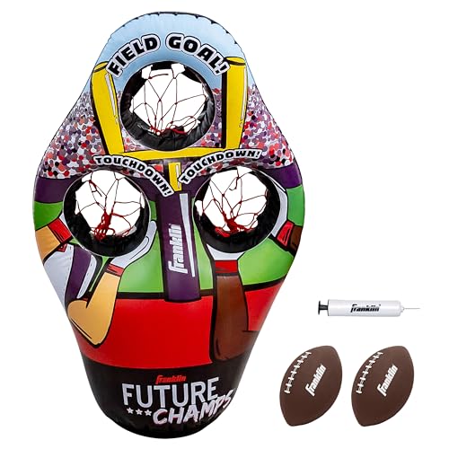 Franklin Sports Kids Football Target Toss Game - Inflatable Football Throwing Target Toy with Soft Mini Footballs - Fun Kids Football Toy Toss Game - Inflatable Indoor + Outdoor Sports Game 45 In.