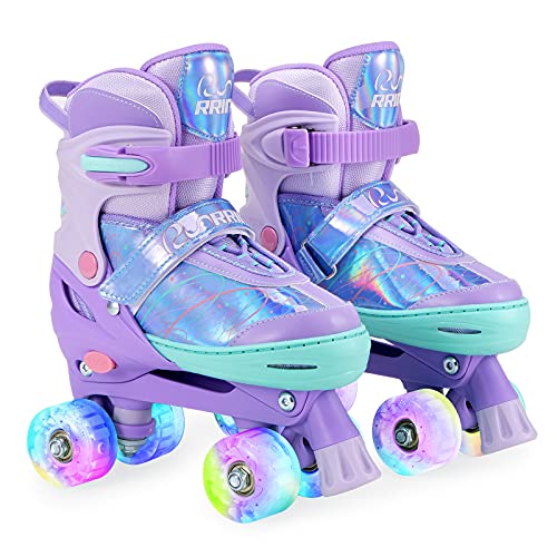 RunRRIn Adjustable Kids Roller Skates for Girls Boys with Light Up Wheels –Skates for Kids Ages 6-12, Toddler 3-5, Youth and Women Beginners Indoor and Outdoor